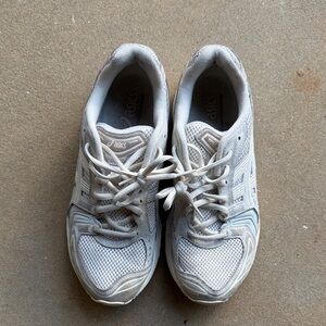 Asics Off-White/Light Gray Mesh Athletic Sneakers